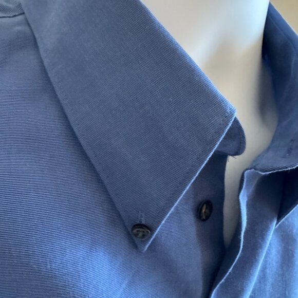 Kenneth Cole KC Reaction Large 16.5 16 1/2 Mens Blue Short Sleeve Button Shirt - Picture 4 of 13